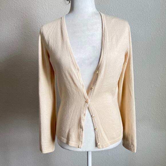 Giorgio's of Palm Beach Cashmere Silk Cardigan Women's 44 US M Off White Sweater - Picture 1 of 8